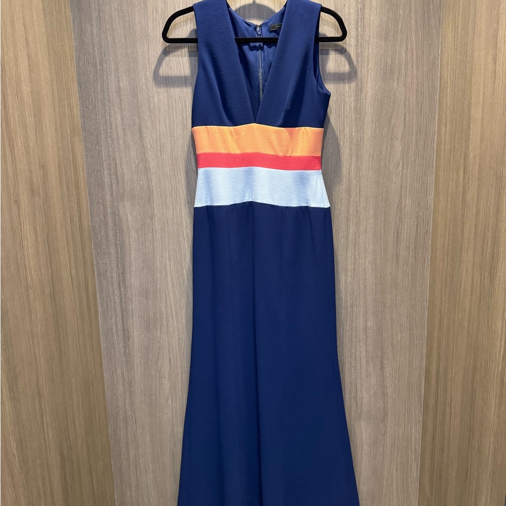 BCBG MaxAzria Elegant Blue Colourblock Formal Dress